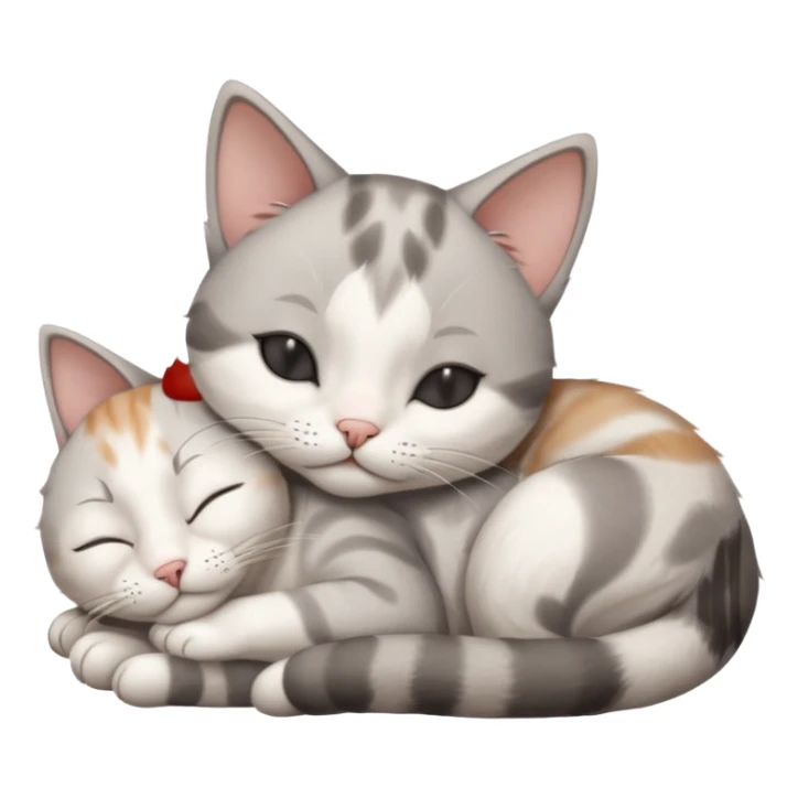 grey and white small cat with its eyes closed lying down leaning on his elbow with his paw curled under his head holding it up sticker