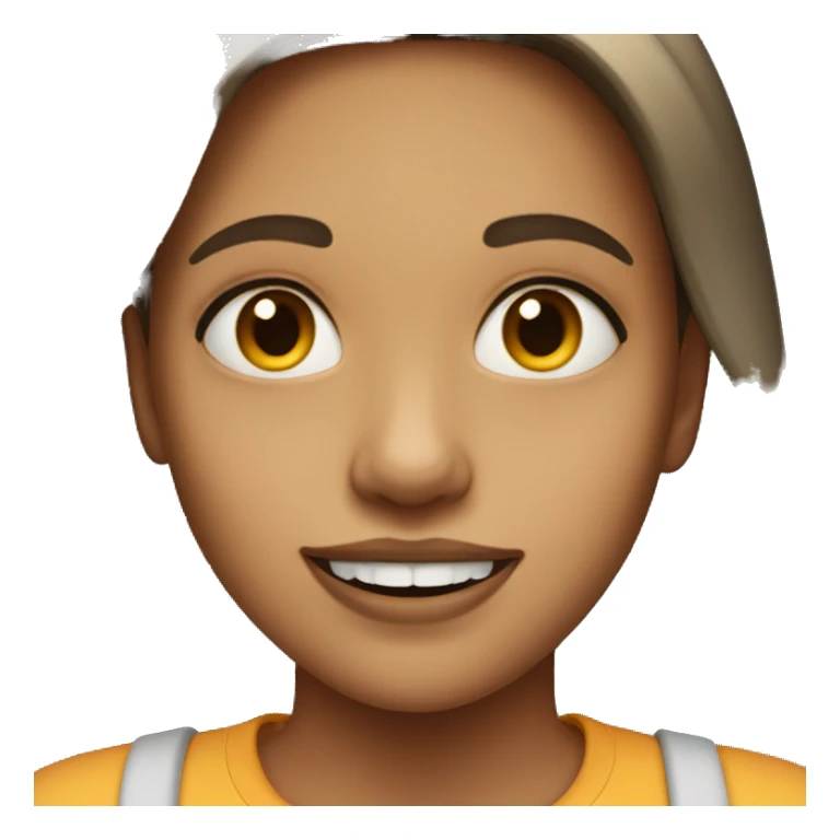 girl with top lip tucked in and teeth showing  sticker