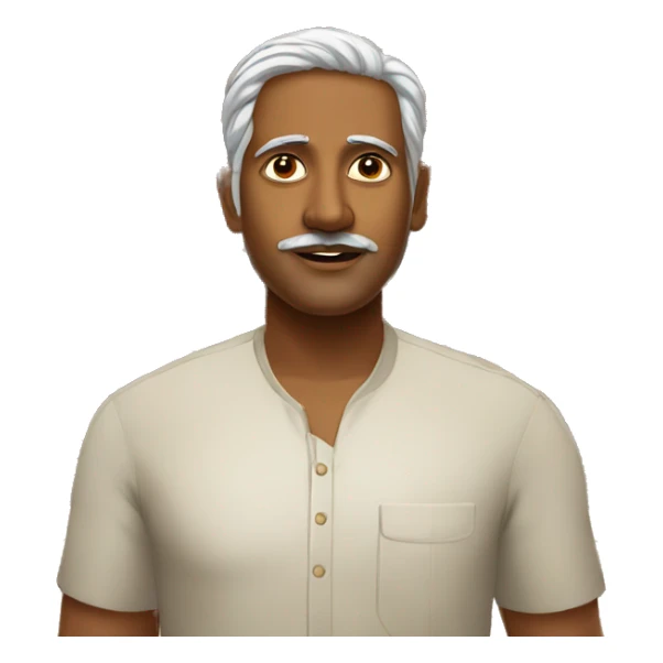 A south indian man standing in front of a templr sticker