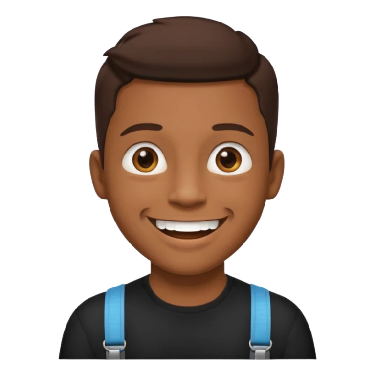 make this images have braces, no glasses,a black shirt, and brown skin sticker