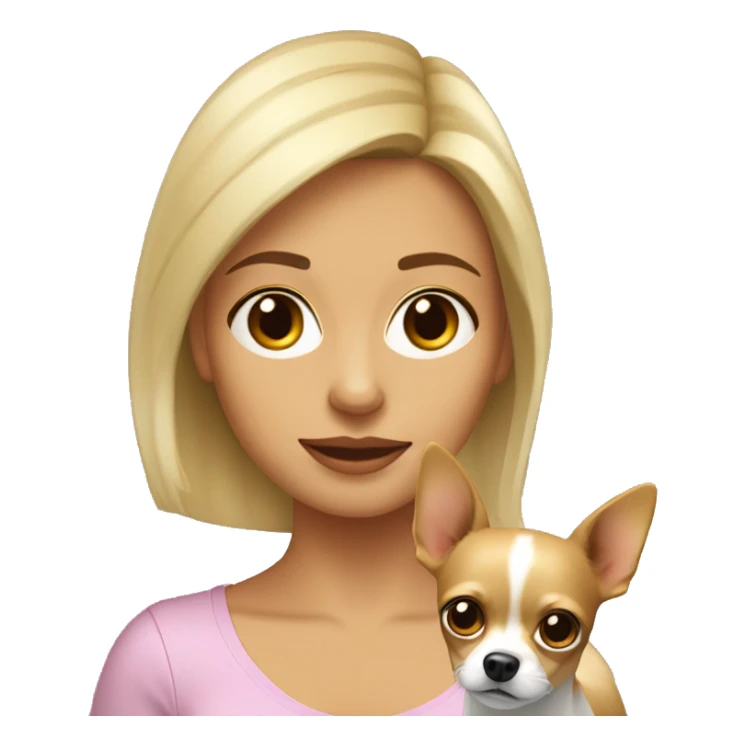 mujer con pelo muy corto rubio y su perro Chihuahua sticker