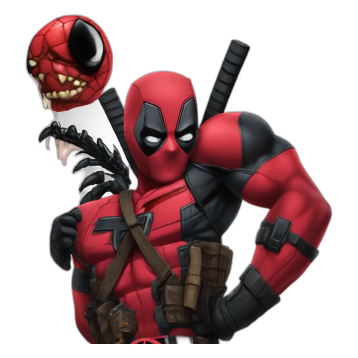 Deadpool qui fait un câlin à Venom sticker