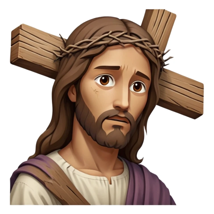Jesus carrying the cross, focus on face and cross sticker