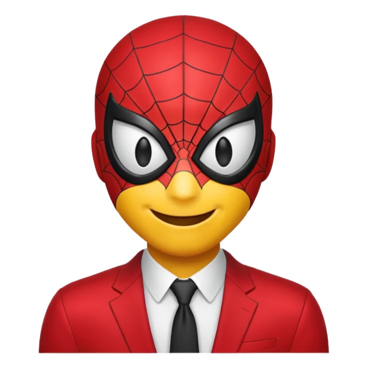create a yellow emoji of spiderman. style old emoji sticker
