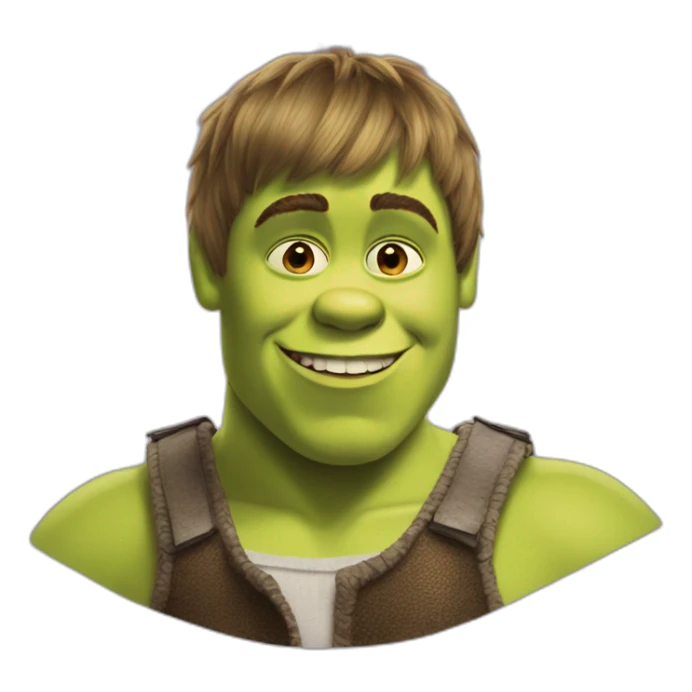 Shrek with Justin Bieber's hear cut sticker