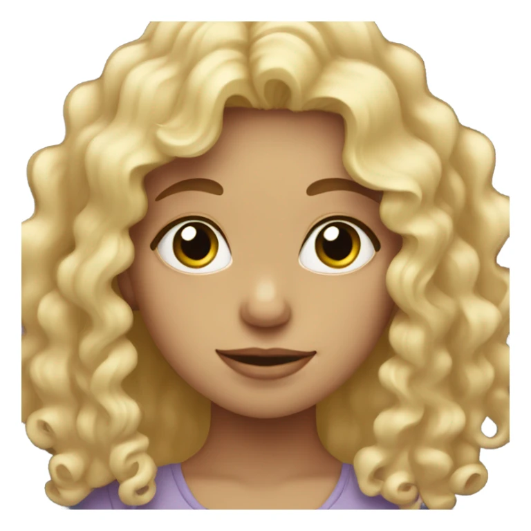 blonde haired girl with curly hair with heart hands  sticker