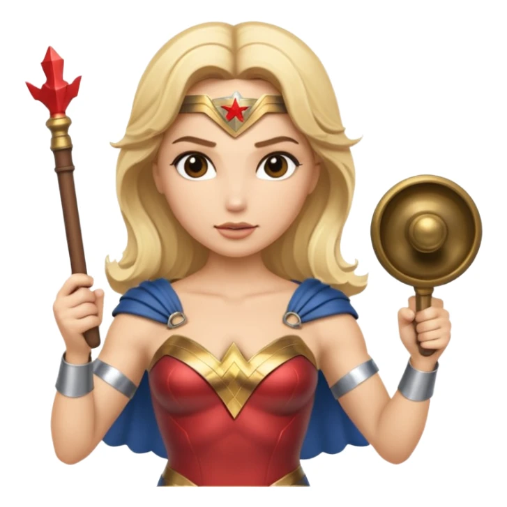 Blonde Wonder Woman holding baton and bell sticker