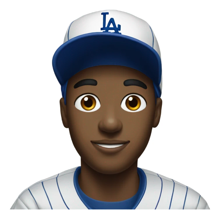 portrait of a young man wearing a dodgers hat sticker