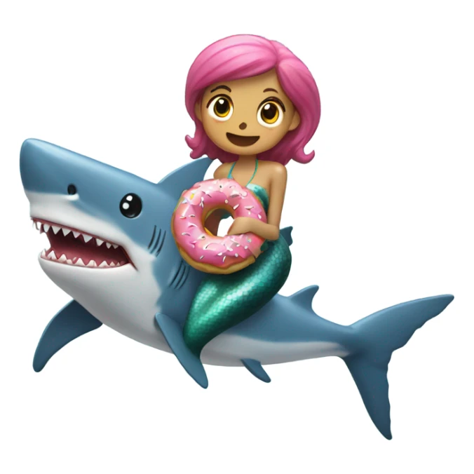 a mermaid over a shark eating a donut  sticker