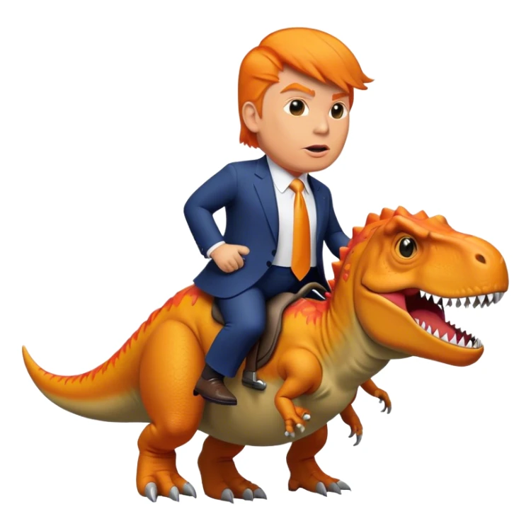 Donald Trump riding wild T-rex sticker