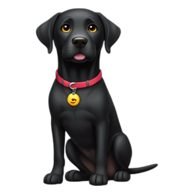 Black happy Labrador dog whith ehite spot and clothes sticker