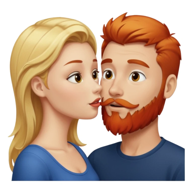 Blonde girl kissing man with red beard sticker