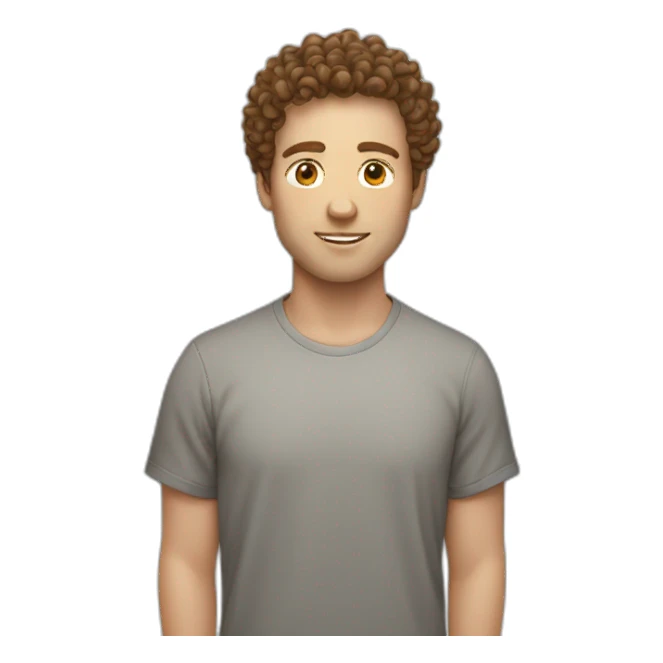 white guy with brown curly hair on top and normal hair on sides sticker