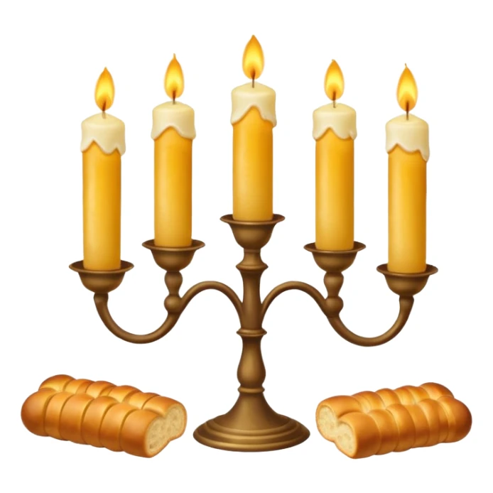 Shabbat two candles in candlesticks and hala bread  sticker