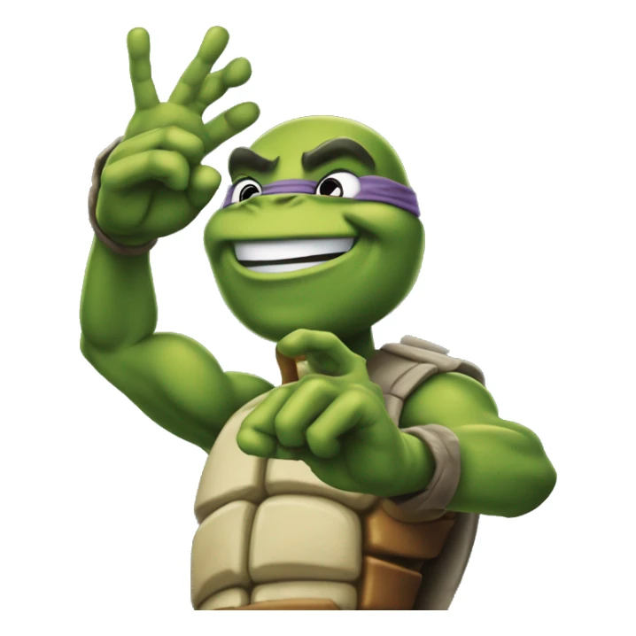 Leonardo from Teenage Mutant Ninja Turtles 2007 shows "like" using his hands sticker
