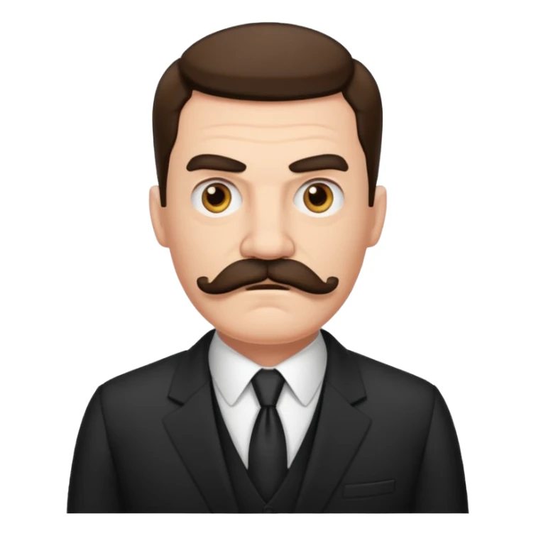 suspicious man uin a suit with a mustache, looking mad sticker