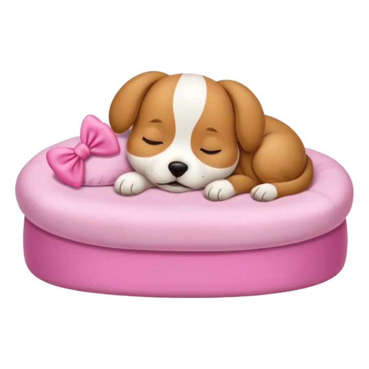Cute sleeping dog with a pink bow and bed sticker