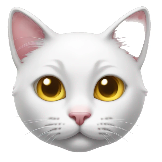White Cat face with a yellow nose 6 whiskers 3 on each side pink bow on the right ear sticker