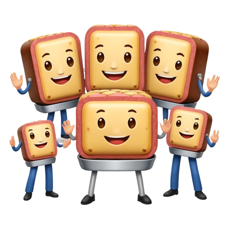 spam artists welcoming guests at a spam meat exhibition  sticker