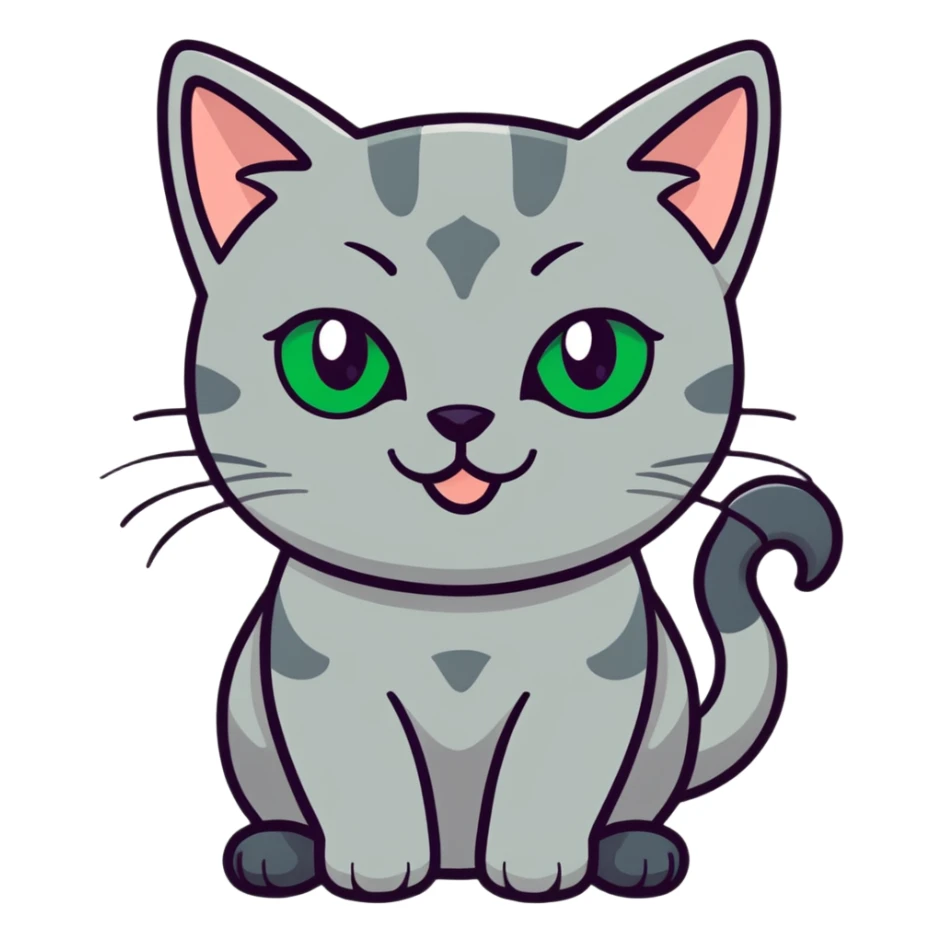 Grey cat with green eyes, wink ￼ sticker