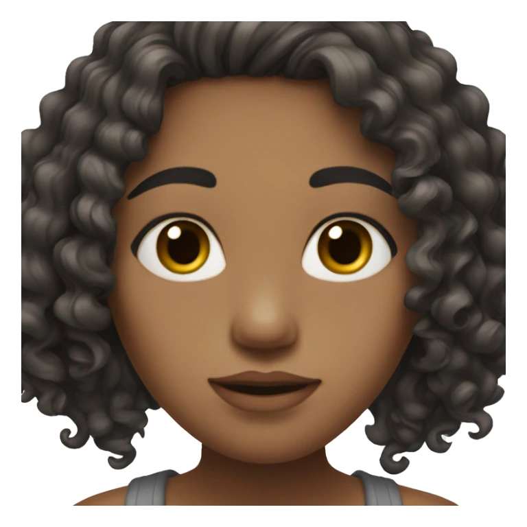 Girl with dark brow eye, small lips, curly dark long hair  sticker