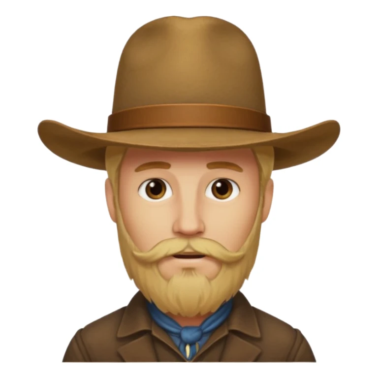A blonde western man from America 1899 wild west with a hat and beard sticker