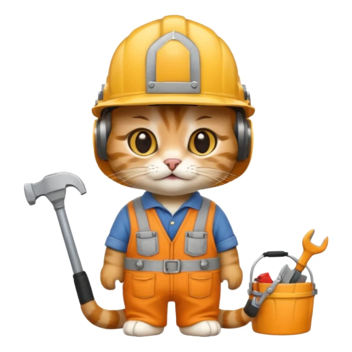cat, handyman Outfit, wearing a Helmet sticker