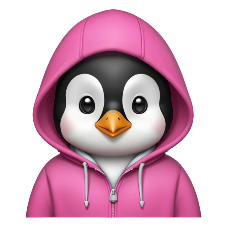 Pinguin with a pink hoodie sticker