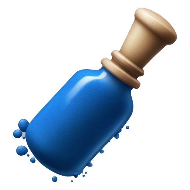 a vial of blue powder pigment sticker