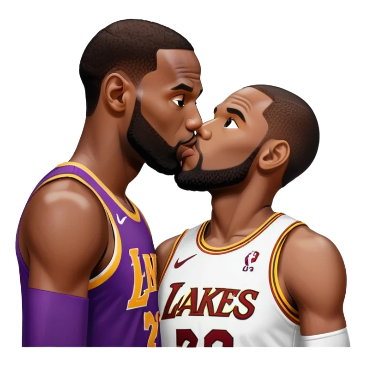 Justin Jefferson kissing LeBron James  sticker