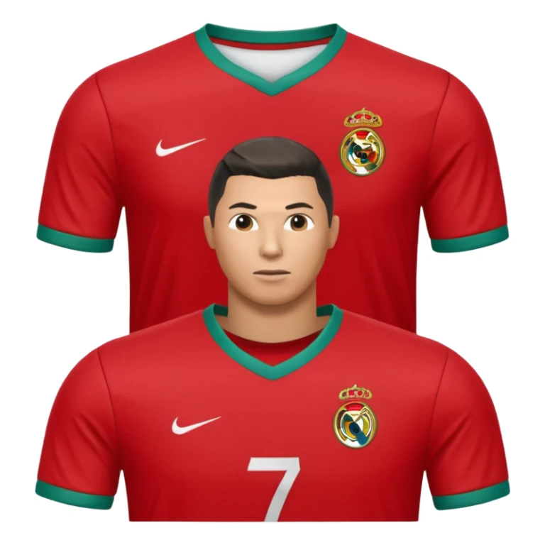 red football shirt with Ronaldo 7 on the back sticker