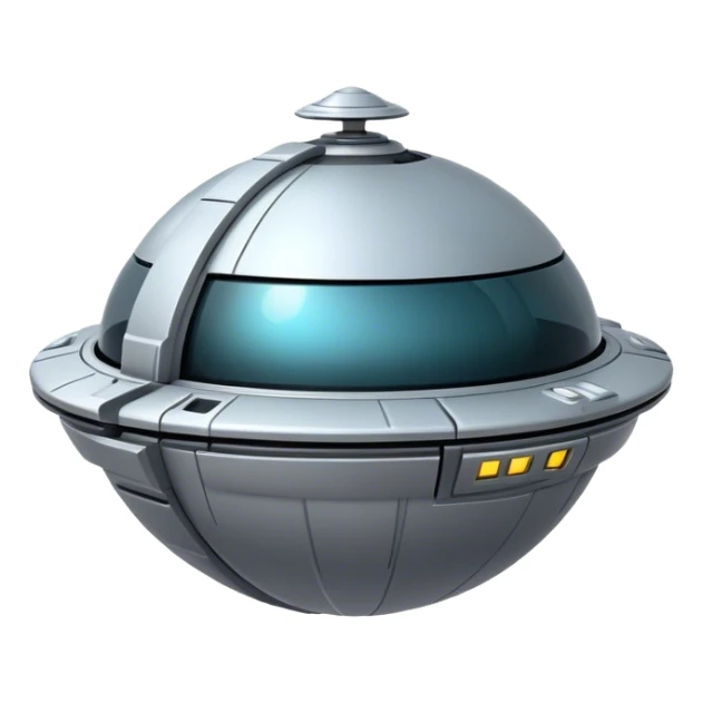 a realistic, spherical spaceship shaped like a ball, with a smooth surface and minimalistic details. Use a plain background. sticker