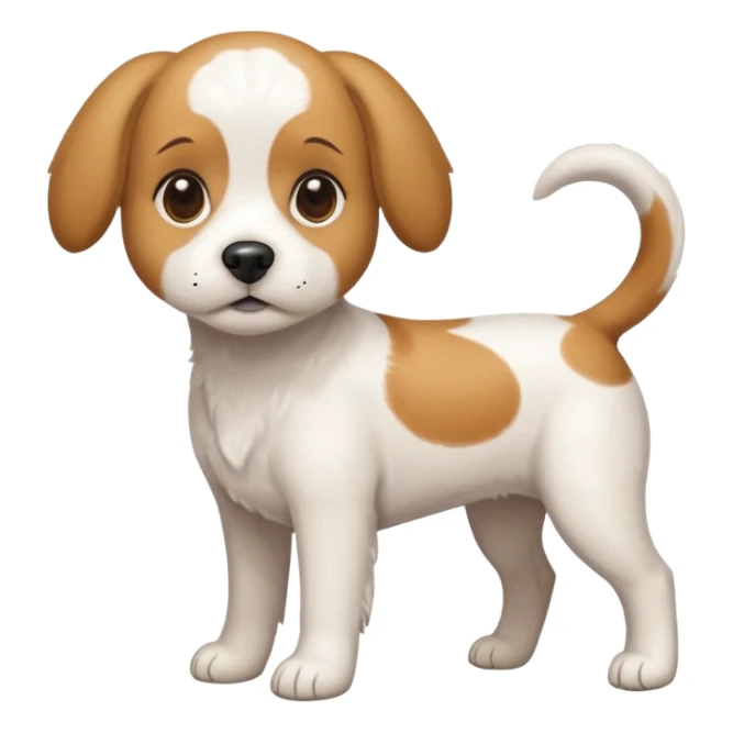 a full body white beagle x maltese x chi dog the size of a kelpie with light brown ears and a light brown patch on one eye sticker