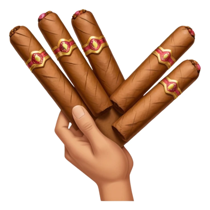 a hand holding lots of cigars sticker