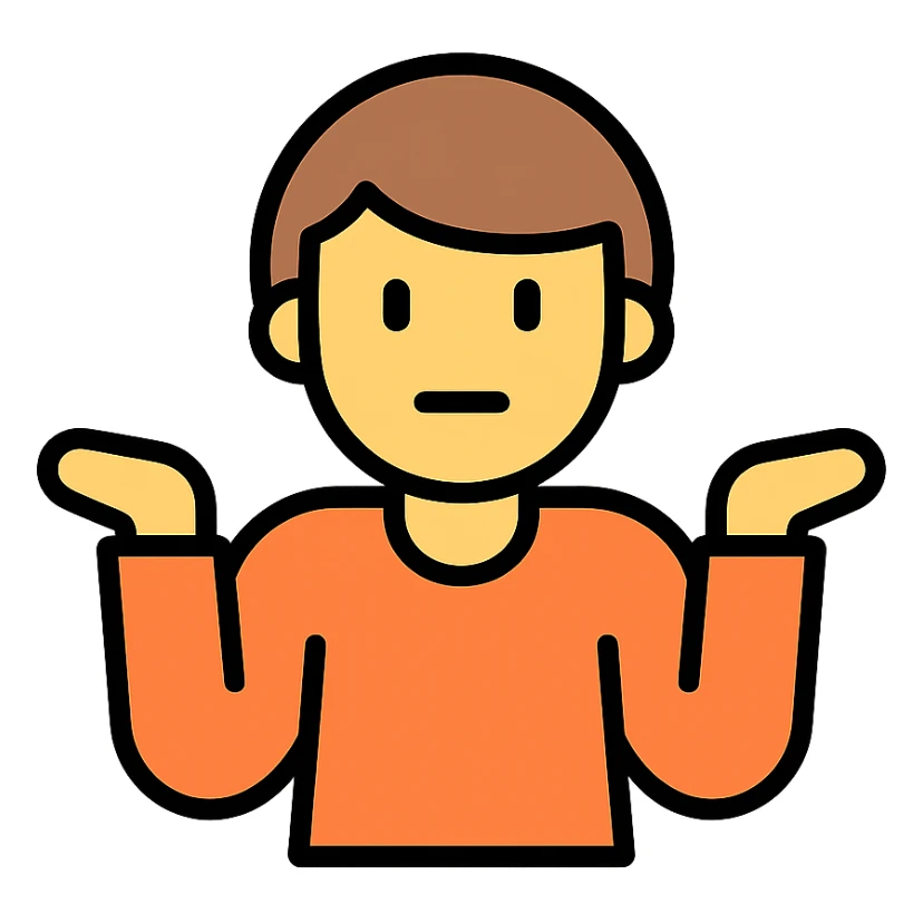icon of a person shrugging, neutral face sticker