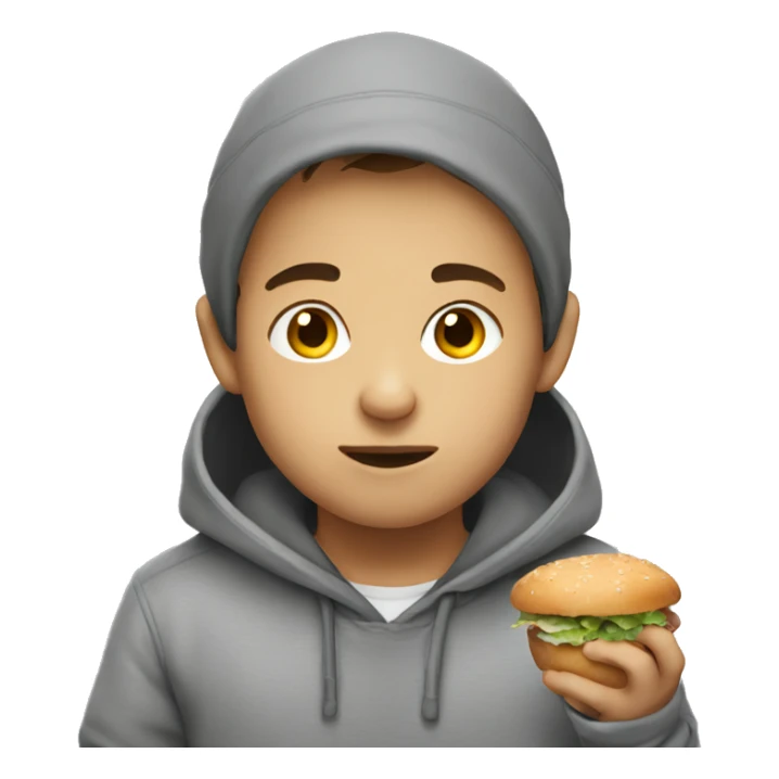 boy eating in grey hoodie sticker