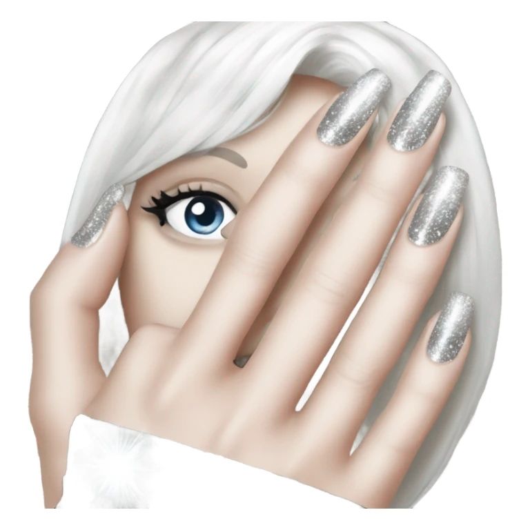 Sparkly white preset nail girl black glitter sticker