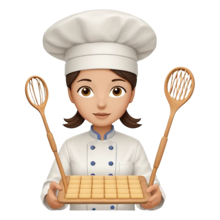 A brunette woman chef making Square wafers  sticker