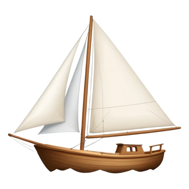 Sailboat – White sail on wooden hull sticker
