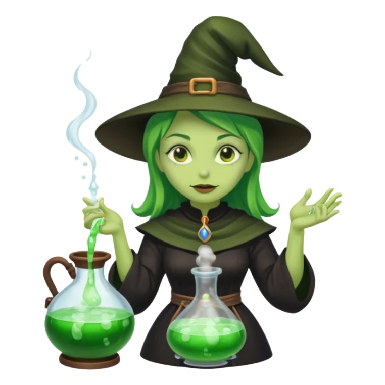 green witch cooking potion sticker