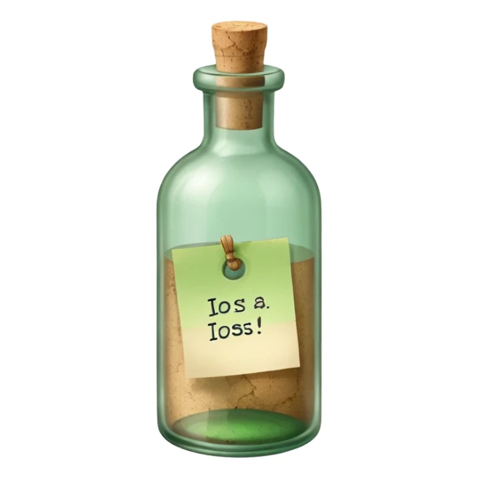 glass bottle with a paper message inside like in movie green old  sticker