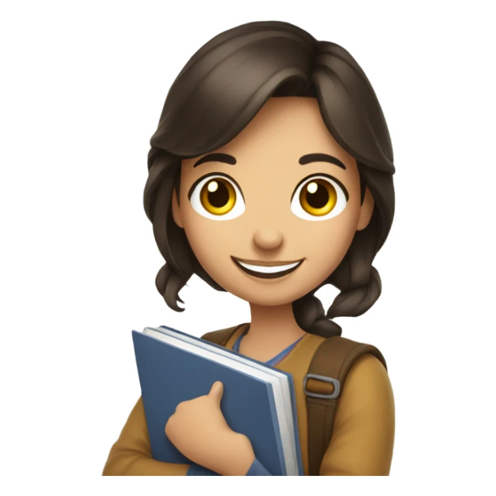 smiling brunette girl portrait holding books sticker