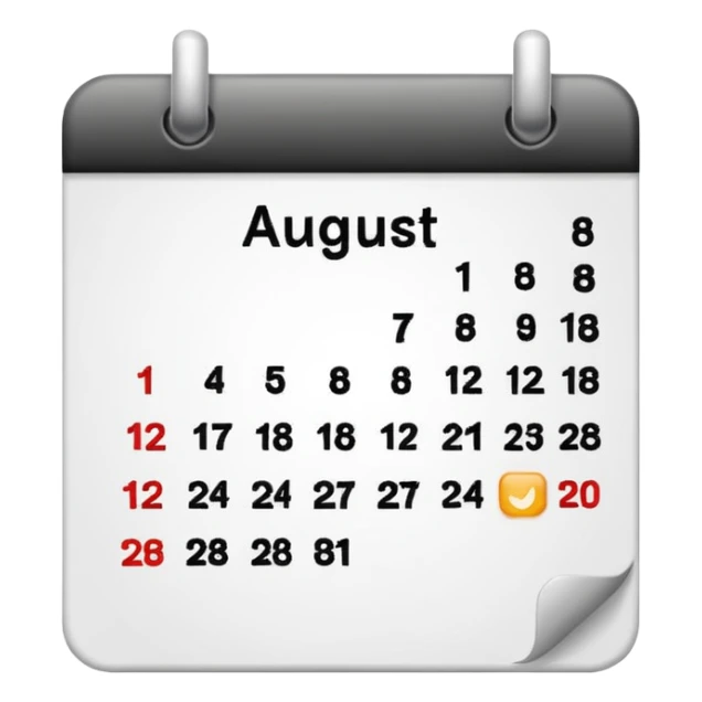 Emoji of calendar page for August 18 like📅 sticker