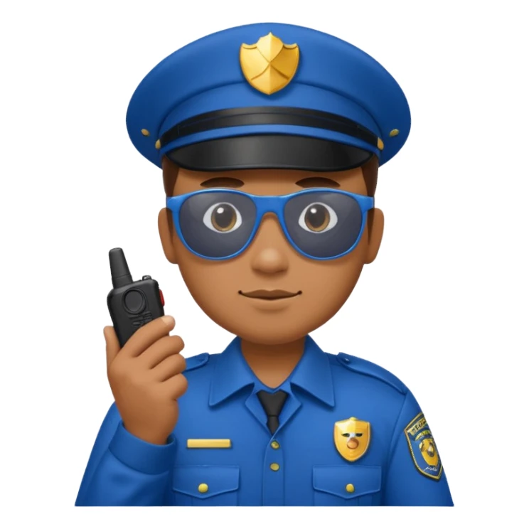 school security, blue cloth, sun glasses, holding walkie-talkie sticker