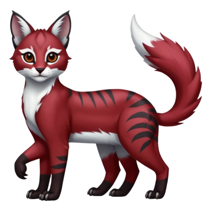 Black red burgundy grey white tribal-marked pastel white glorious divine exotic cute cool beautiful shiny beautiful fantasy-caracal-civet-genet-sergal-vernid-Gryphon-Cacomistle-Trico-oncilla-animal-Fakémon-hybrid-fursona (full body) sticker