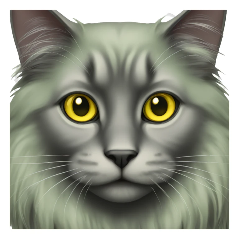 Black long haired cat green yellow eyes sticker