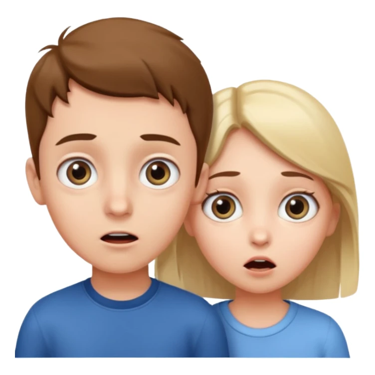boy and girl surprise face sticker