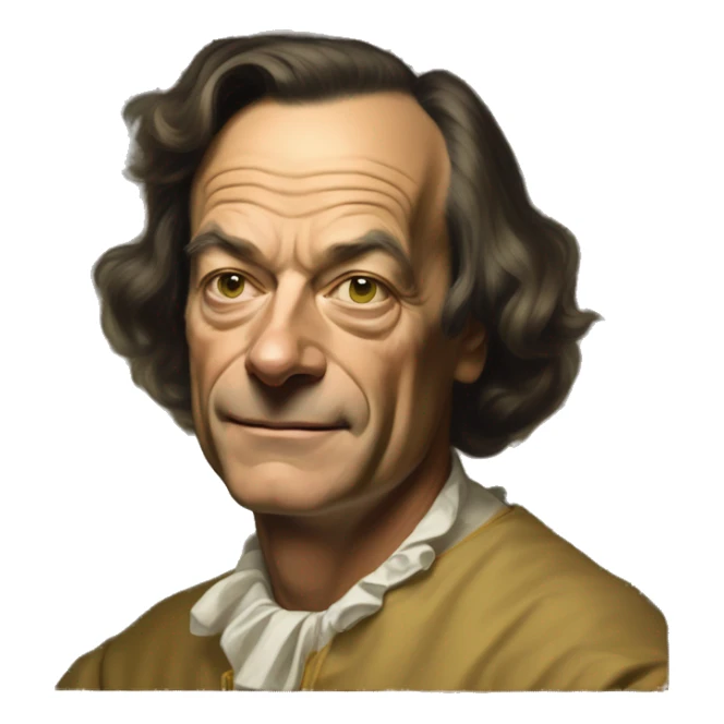 Richard Feynman portrait paining in a Renaissance styles with a gold frame sticker