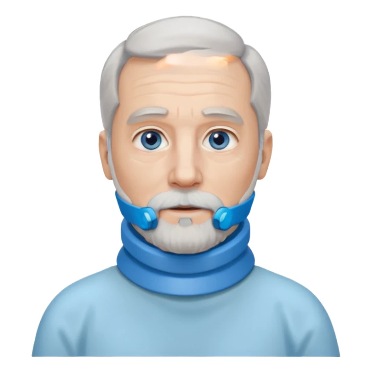 Older man with a full beard, a medical neck brace, and blue eyes. sticker