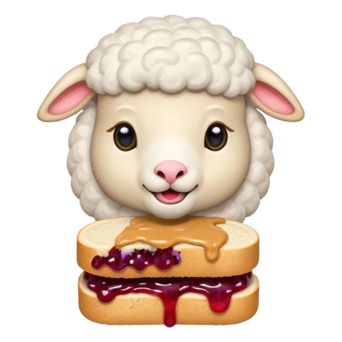 cute baby sheep eating peanut butter and jelly  sticker